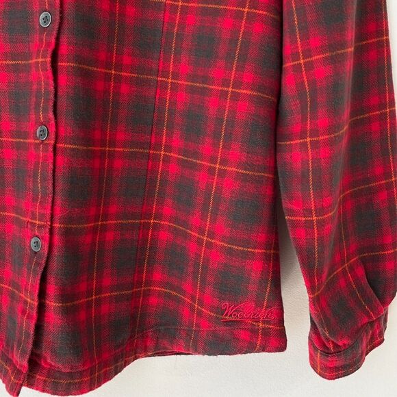 Woolrich Flannel Plaid Button Up Shirt Long Sleeves Deep Ruby Red Womens Size M - Picture 4 of 10